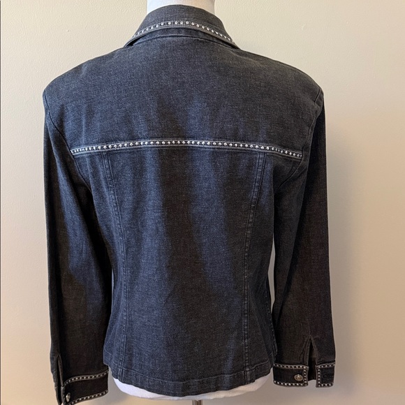 St John Sport Studded Gray Denim Jacket Size Small - Picture 5 of 6